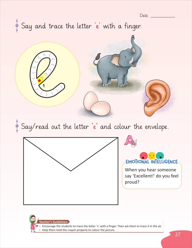 Letter e: say and trace